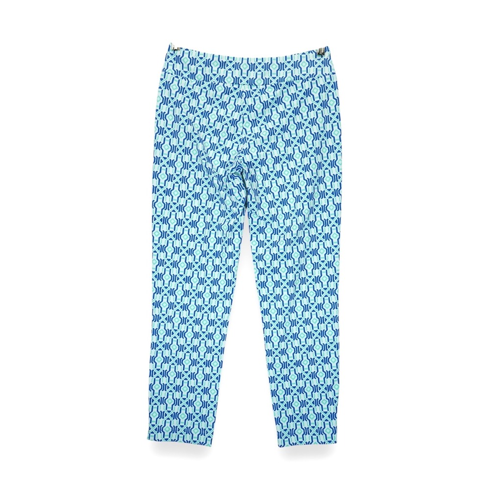 J.McLaughlin Newport Capri Leggings Blue  Geometric Pattern Size Small ~ EUC - Picture 2 of 4